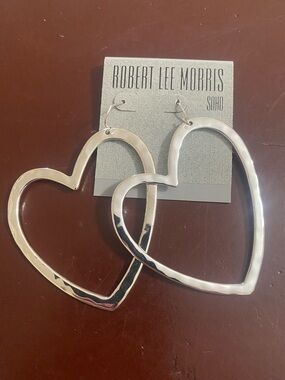 Robert Lee Morris Soho Large Silver Heart Hoop Earrings